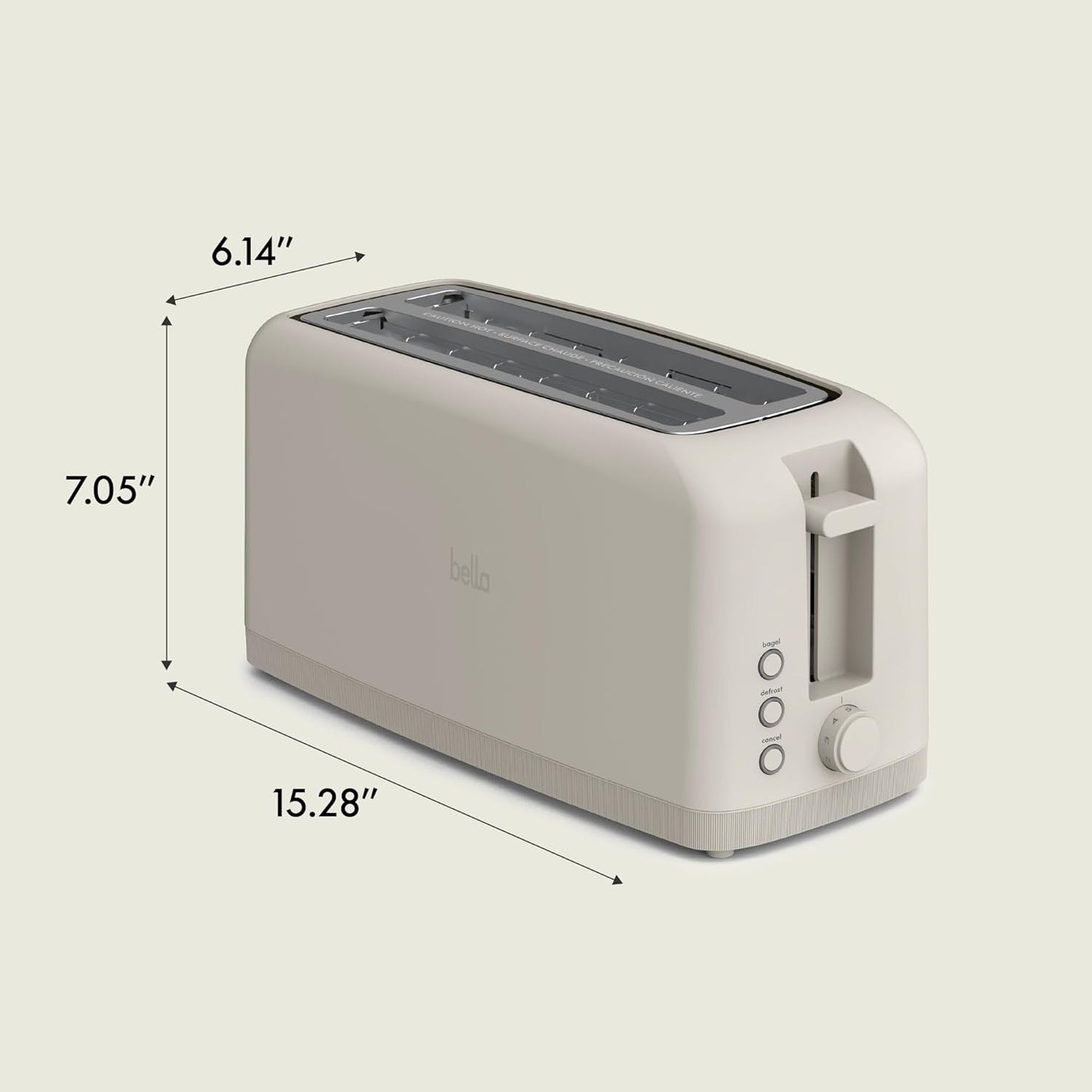 bella 2 Slice Slim Toaster, Fits-anywhere™ Kitchenware, 6 Setting Shade Control with Reheat & Cancel Buttons, Fits sourdough, 10” Long Slot, Anti Jam & Auto Shutoff, 900 Watt, Blossom