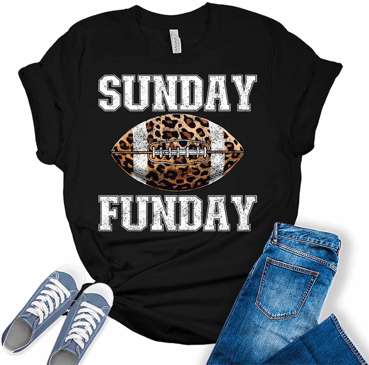 Football Shirts for Women Touchdown Season Tshirt Cute Leopard Bleach Print Fall Graphic Tees