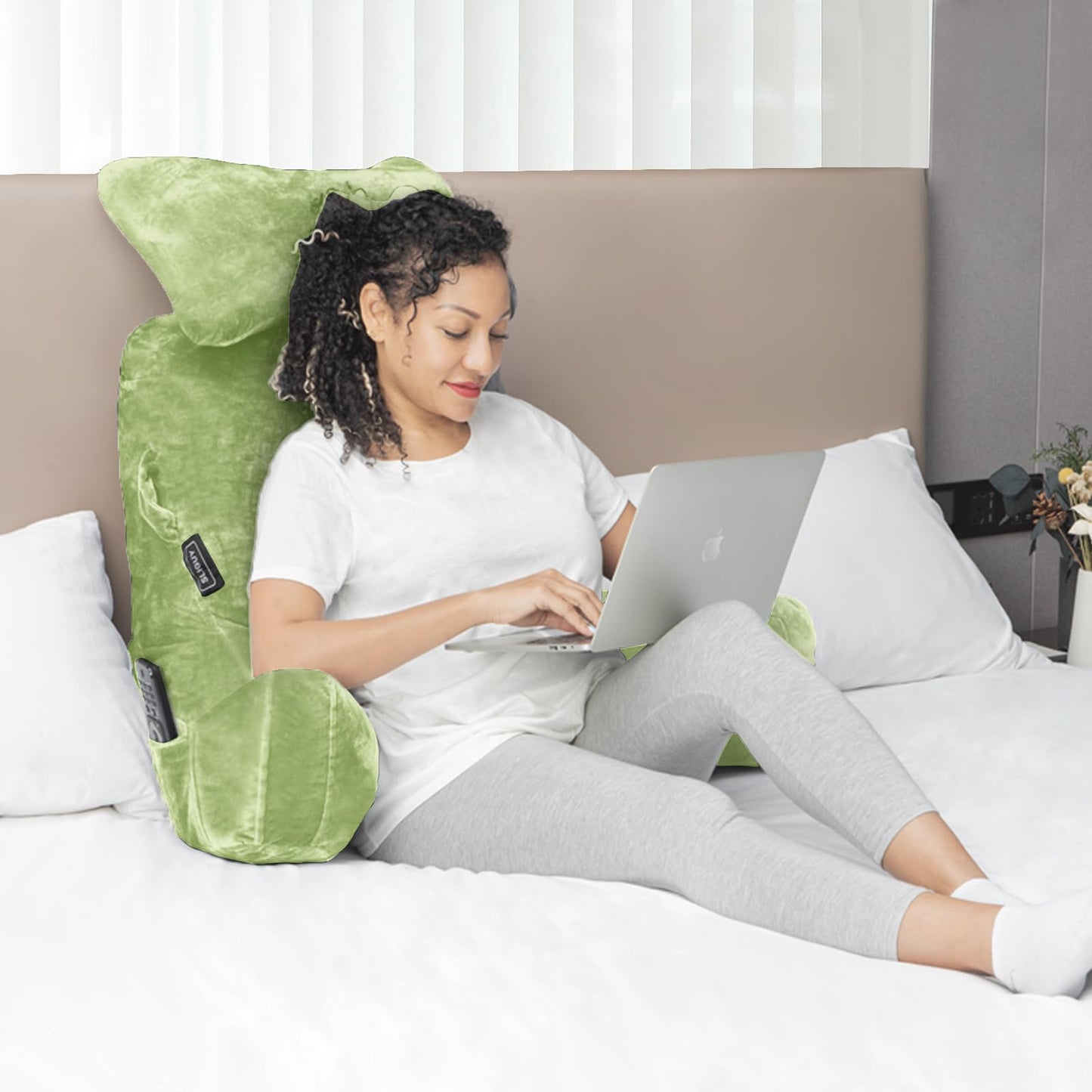 Reading Pillow-Extra Large 31" Bed Rest Pillow with Detachable Neck Roll & Arms for Sitting in Bed or Couch-Backrest Reading Pillow Adult Back Pillows for Reading,Watching TV,Gaming,Relaxing-Black