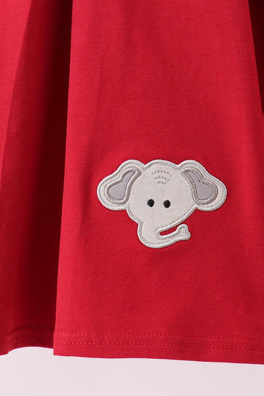 Premium Maroon Alabama Elephant Applique Dress