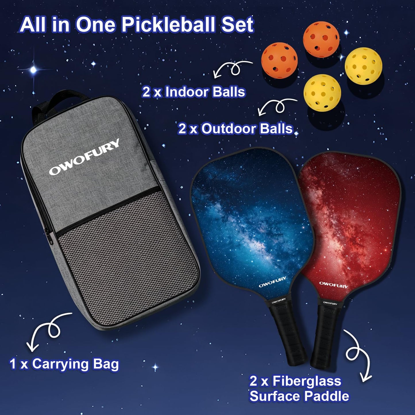 Pickleball Paddles Set of 2 Lightweight Honeycomb Core Pink