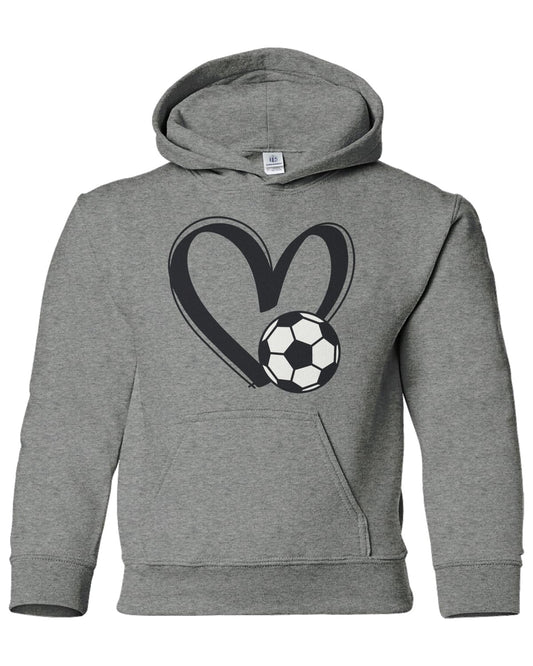 Threadrock Kids Soccer Love Heart Youth Pullover Hoodie Sweatshirt
