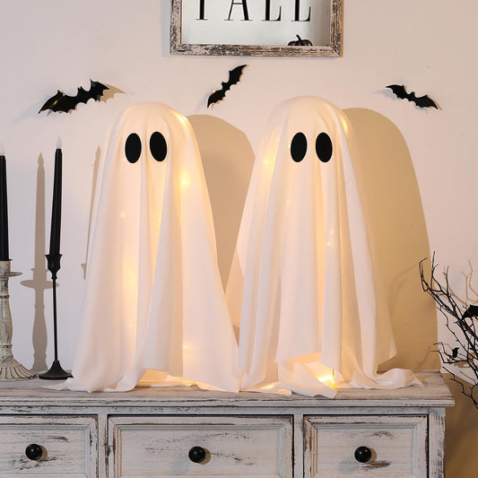 Halloween Decorations Indoor -2 Packs Light Up Ghost-Spooky Ghost Decor with Lights for Porch Home Outdoor Garden Yard Lawn Party Decor