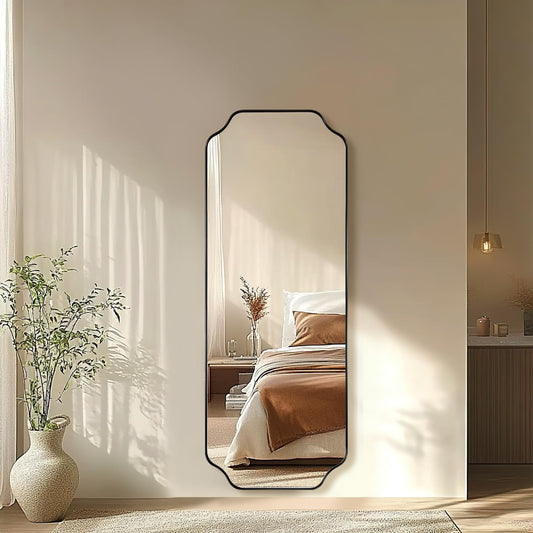 ANDY STAR Unique Rectangle Wall Mirror, 24"x32" Black Mirror, Modern Mirror with Aesthetic Scalloped Edge Design Ideal for Bathroom, Bedroom or Entryway, Thin Frame Deep 1’’