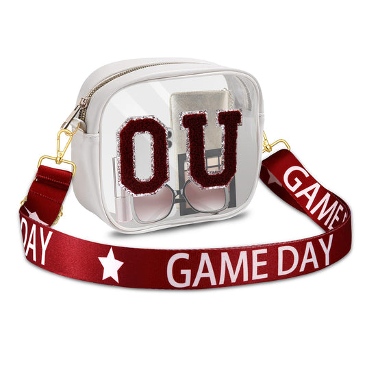 Game Day Clear Bag for Women Football Stadium Approved Clear Crossbody Purse Game Day Accessories Outfits