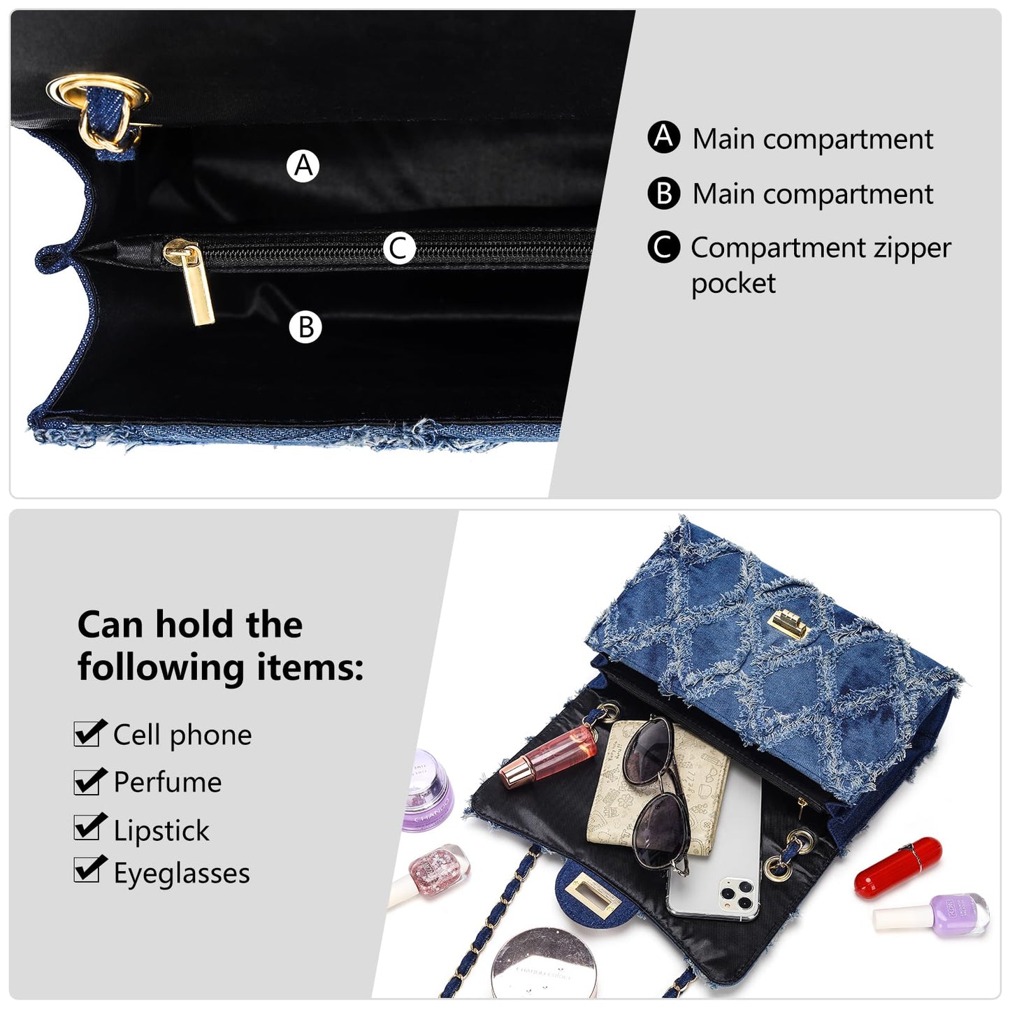 Quilted Leather Crossbody Bags for Women Trendy Ladies Shoulder Purse Satchel HandBag with Chain Strap