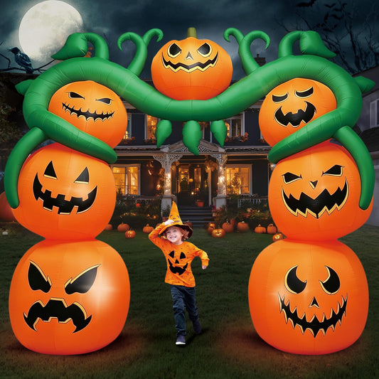 12FT Giant Halloween Inflatable Pumpkin, Blow up Halloween Decoration Built-in 6 LED and Flashing Light for Halloween Decoration Outdoor Indoor Home Party Supplies Halloween Lawn Decor