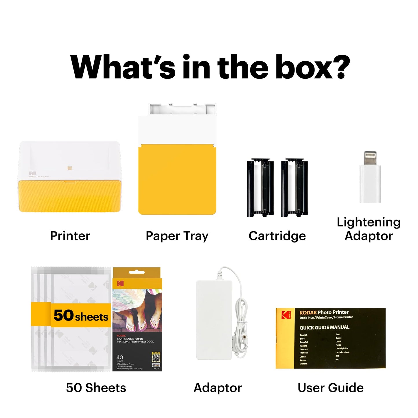 KODAK Dock Plus 4x6'' Photo Printer, 10 Sheets, Docking & Bluetooth Smartphone Printer for iPhone & Android, Instant Color Prints, 4PASS Dye Sublimation