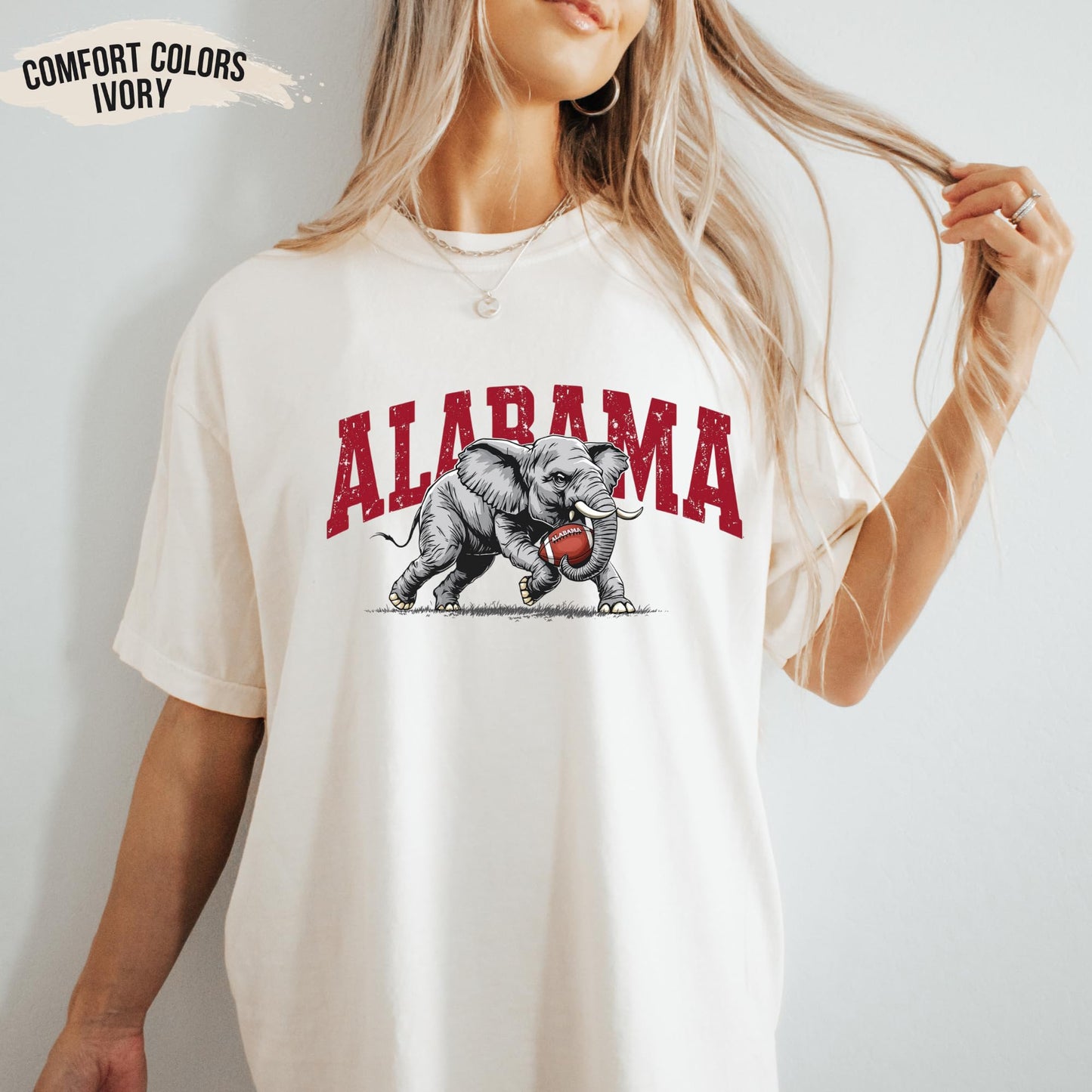 Alabama Elephant Football T-Shirt – Vintage Sport Grey Tee – Retro Game Day Apparel for Men & Women