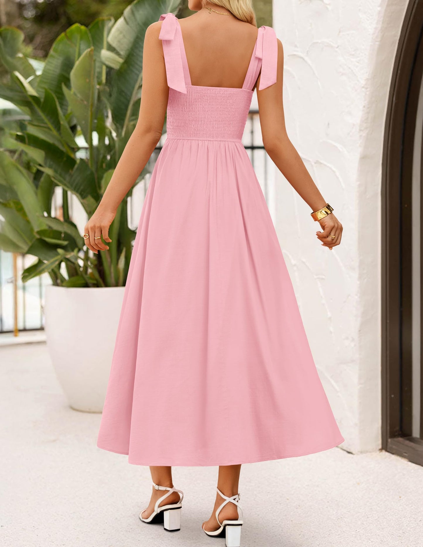ZESICA Women's Summer Tie Shoulder Wedding Guest Maxi Dress