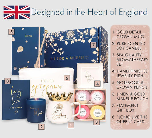 Luxe England Queen Gift Box - 9 Piece Luxury Keepsake Basket