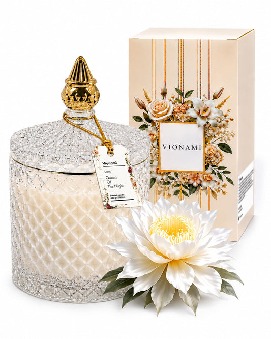 VIONAMI Ghost Orchid Rare Flower Fragrance Luxury Scented Candle Gift | Decorative Soy Candles Birthday Gifts for Women, Elegant Glass Jar, 14.8oz, 80Hr Long Lasting Burn, Luxury Candles for Women
