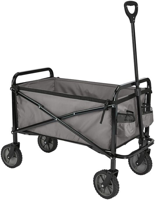 Amazon Basics Collapsible Heavy Duty Utility Wagon for Outdoor Sports, Camping, Garden, and Shopping, 265 Pounds Capacity, 27.6 x 40.9 x 20 inches, Black