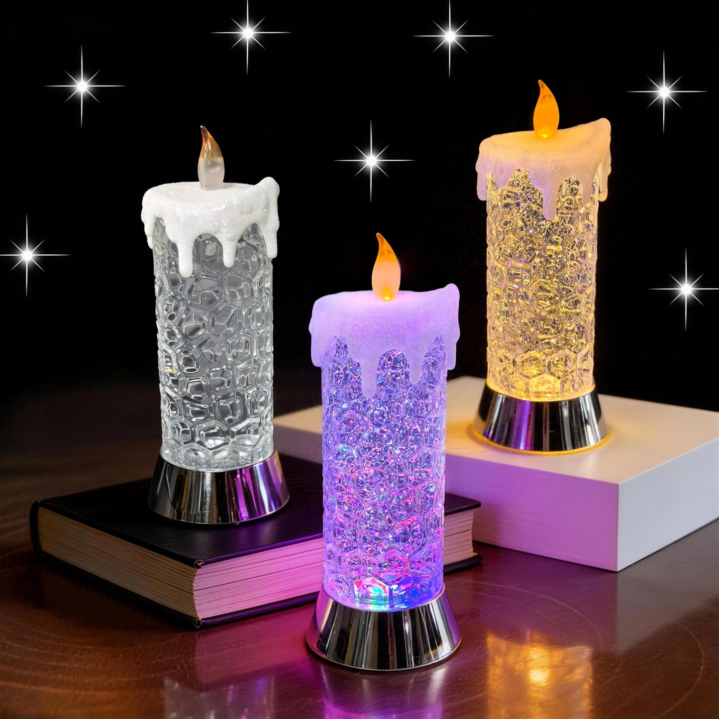 Lighted Acrylic Angel Figurines Swirling Glitter Globe, 6H Timer, Battery & USB Operated Angel Statue Decor Gifts for Mom Grandma Girls Women Birthday Friendship (9.5" Angel Praying Figurine)