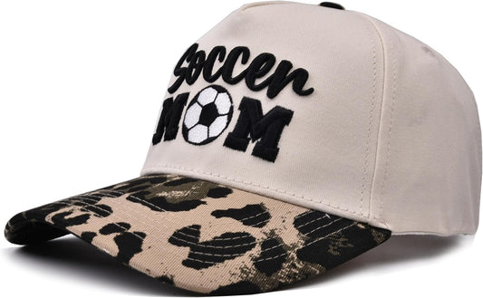 Soccer Mom Trucker hat - Embroidered Adjustable Vintage Sport Mama Baseball Caps Beige