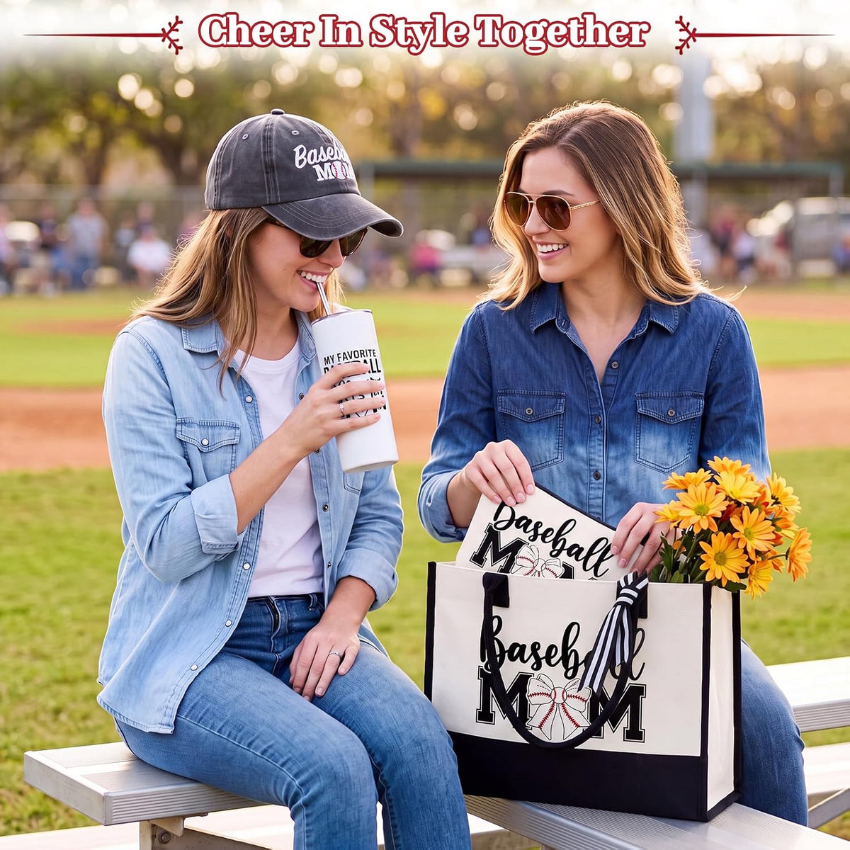 Patelai 6 Pcs Baseball Mom Gift Set Sport Day Outfits Accessories for Women