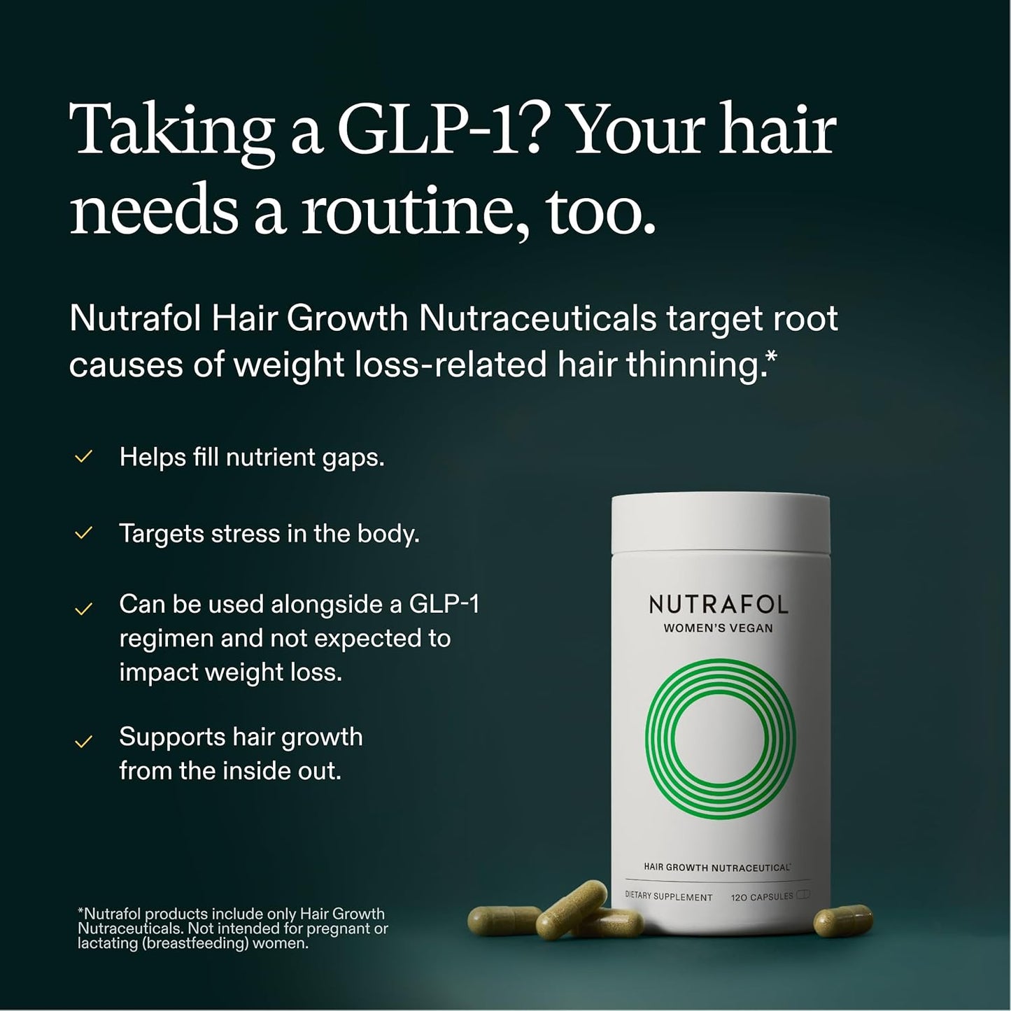 Nutrafol Women's Hair Growth Supplements, for Women 18-44 Years Old, Clinically Tested for Visibly Thicker, Stronger Hair, 100% Vegan Ingredients, Dermatologist Recommended - 1 Month Supply