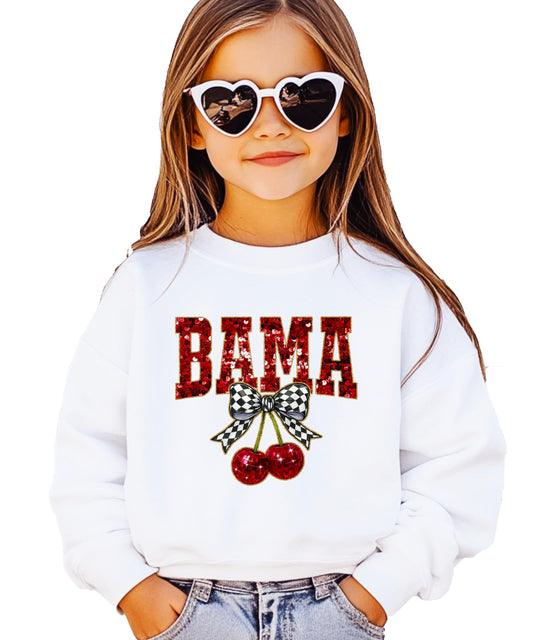 Olive Loves Apple Bama Red Ink-Printed Sequins Sweatshirt for Women & Teens Alabama Fall Sports Sweater