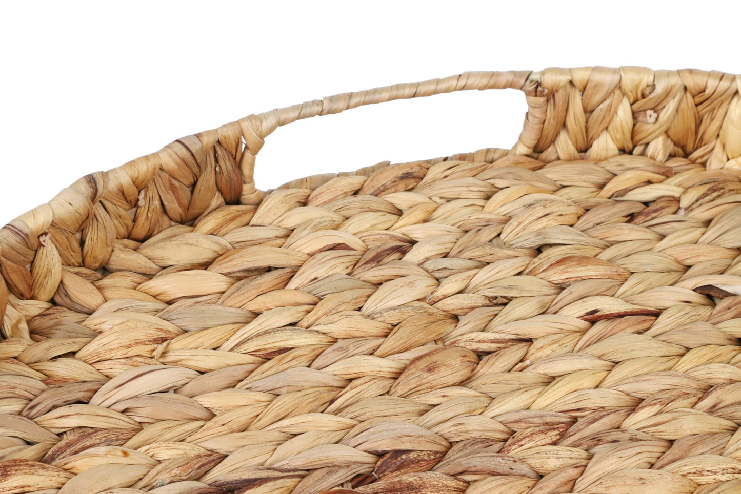 Gurfuy Extra Large Round Ottoman Table Tray with Handles - 19.7" Handmade Wicker Serving Hand Woven Tray for Farmhouse Decorative Oversized Coffee Table Trays Living Room Kitchen Counter Breakfast