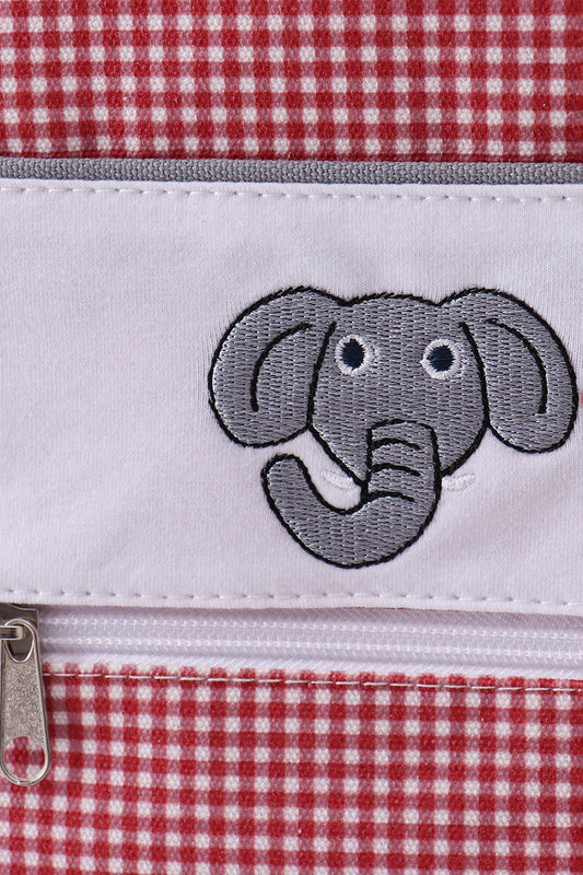 Red Alabama Embroidery Gingham Backpack