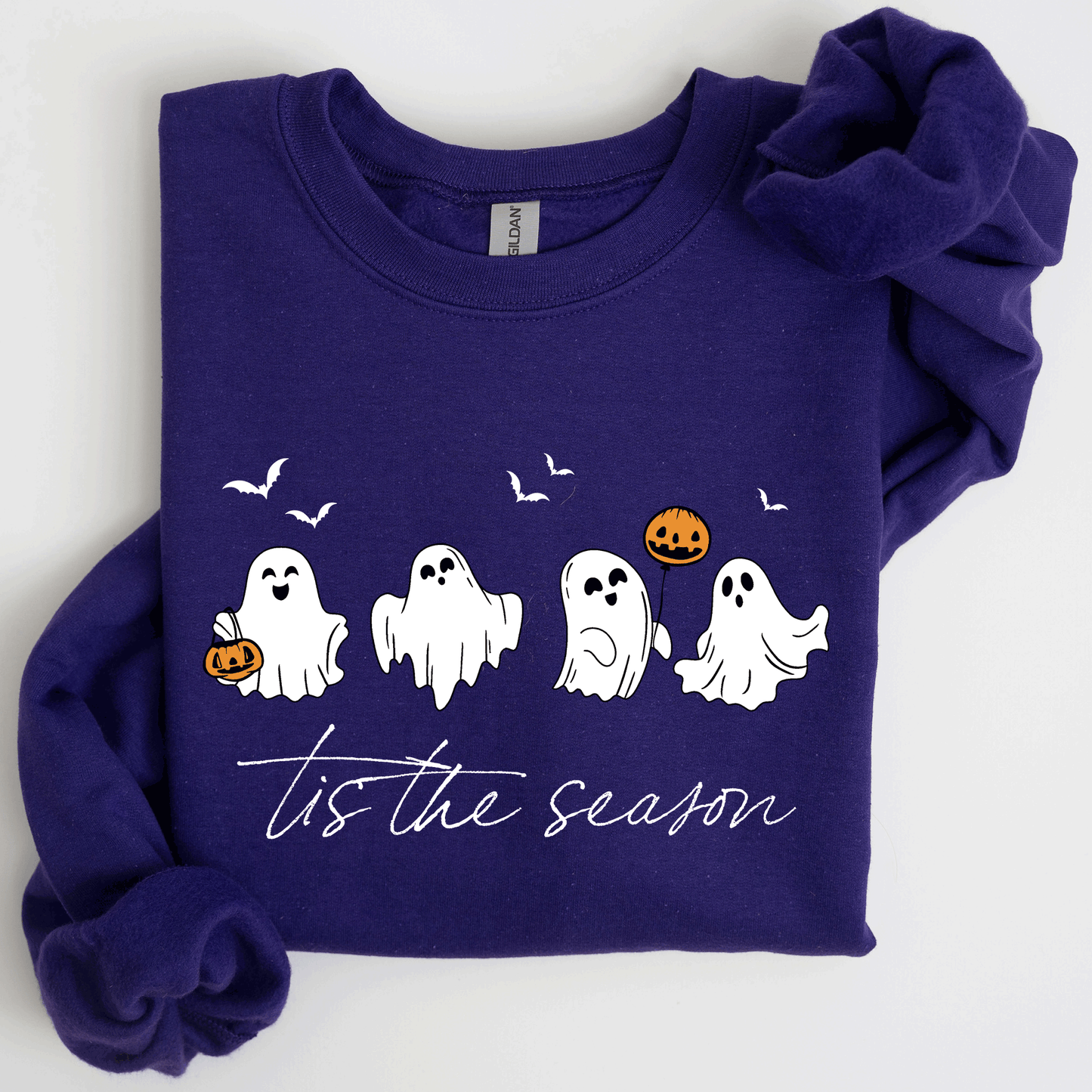 Tis The Season, Cute Ghosts Halloween Night Parade Of Friendly Phantoms In Cozy Autumn Glow Sweatshirt