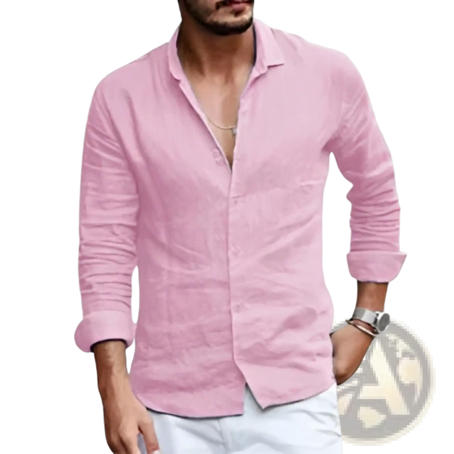 Men's Relaxed Fit Linen Button Down Shirt
