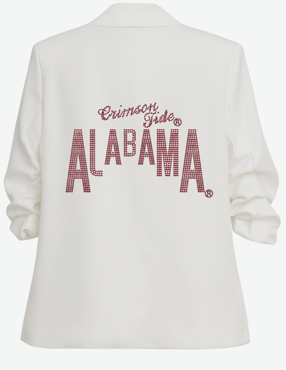 University of Alabama Crimson Tide Design Ruched White Blazer