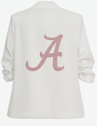 University of Alabama a Logo Ruched White Blazer