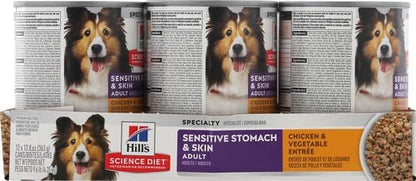 Hill's Science Diet Adult Sensitive Stomach & Skin Wet Dog Food, Turkey & Rice, 12.5 oz. Cans, 12-Pack