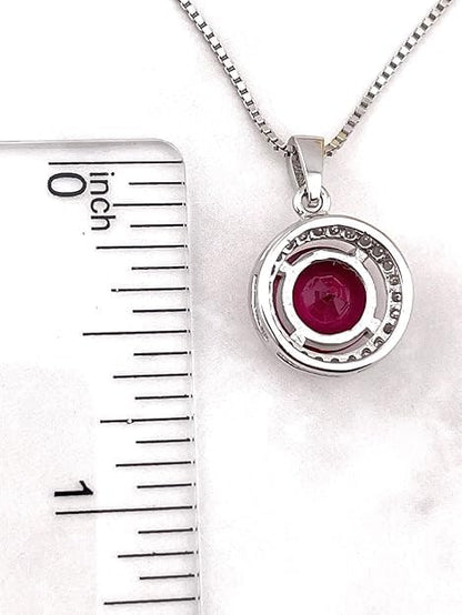 Pierre Lorren 2 carat Australian Genuine RUBY Necklace Certified Diamond Necklace Natural RUBY and Diamond Jewelry 18kt White Gold Vermeil Silver Mothers day gift for wife Anniversary Birthday