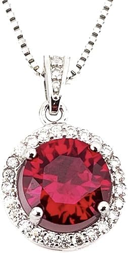 Pierre Lorren 2 carat Australian Genuine RUBY Necklace Certified Diamond Necklace Natural RUBY and Diamond Jewelry 18kt White Gold Vermeil Silver Mothers day gift for wife Anniversary Birthday