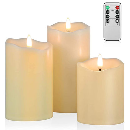ANGELLOONG Gold Candles for Bathroom Decor, Glass Flameless Candles with Remote, Battery Operated LED Pillar Fake Candles with Timer for Christmas Home Fireplace Mantle Fall Decor