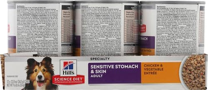 Hill's Science Diet Adult Sensitive Stomach & Skin Wet Dog Food, Turkey & Rice, 12.5 oz. Cans, 12-Pack