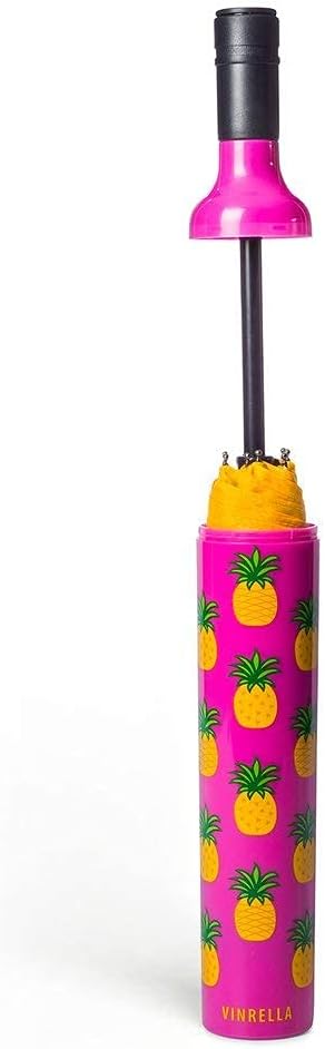VINRELLA Wine Bottle Umbrella, Pineapple Punch, UV-Blocking, Waterproof, Portable, Lightweight, Fun Gift