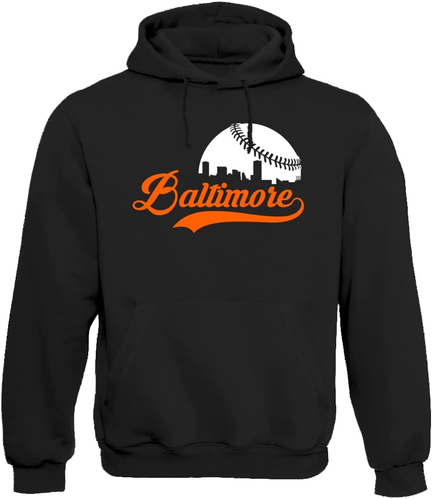 Xtreme Apparrel Cityscape Skyline Men's Hoodie Sweatshirt for Baseball Fans