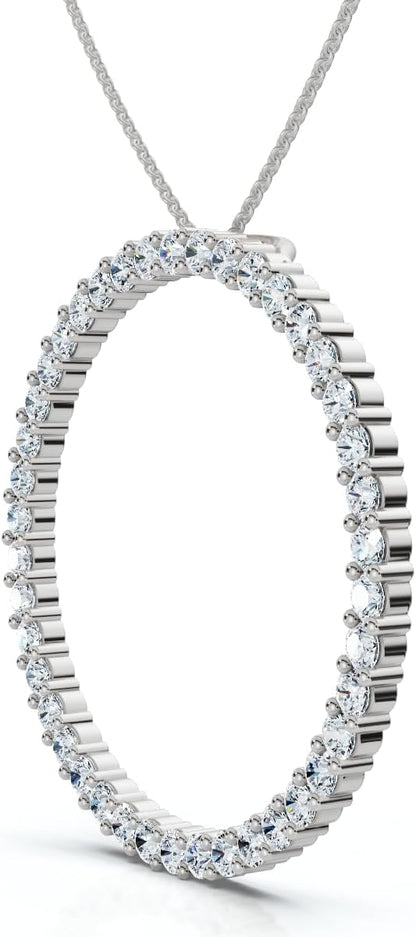 Pompeii 1 Ct Real Diamond Circle Of Life Eternity Round Pendant 14K White or Yellow Gold