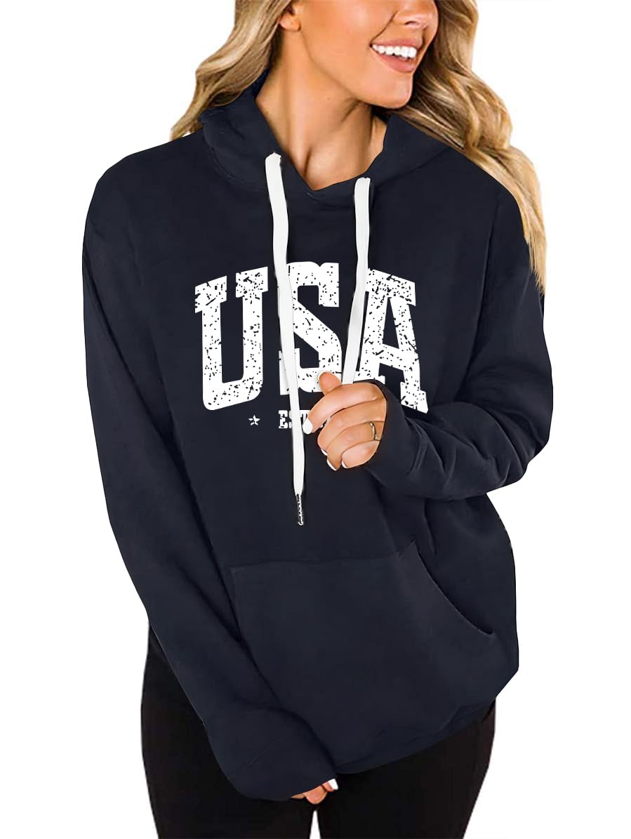 REVETRO Womens Sweatshirt USA Flag