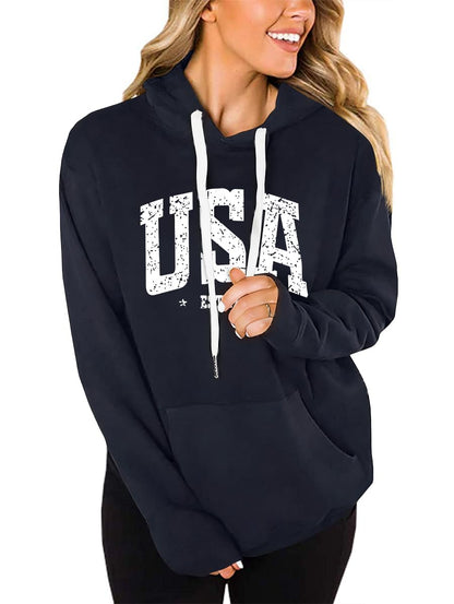 REVETRO Womens Sweatshirt USA Flag