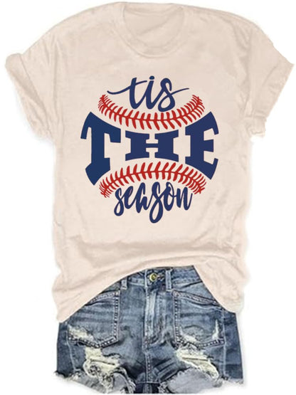 Baseball Shirts Women Tis The Season Baseball Mom T-Shirts Letter Print Graphic Tee Tops