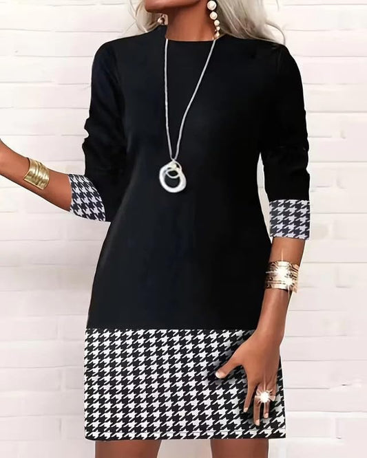 Women's Houndstooth Paneled Dress