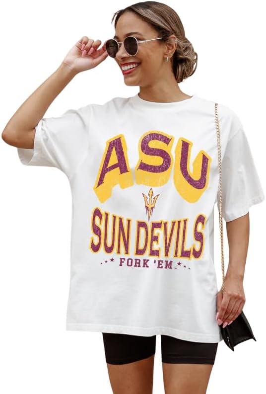 NCAA Women’s Oversized Graphic T-Shirt – Relaxed Fit Short Sleeve, Casual Game Day Top