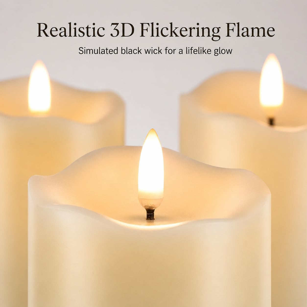 ANGELLOONG Gold Candles for Bathroom Decor, Glass Flameless Candles with Remote, Battery Operated LED Pillar Fake Candles with Timer for Christmas Home Fireplace Mantle Fall Decor