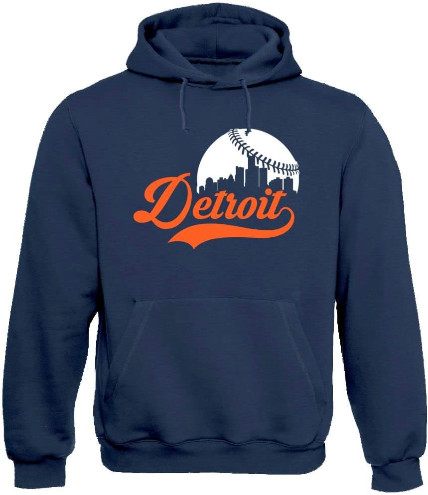 Xtreme Apparrel Cityscape Skyline Men's Hoodie Sweatshirt for Baseball Fans