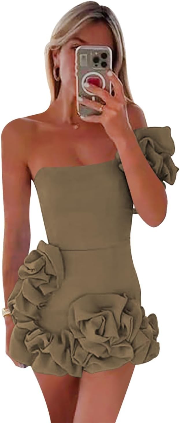 One Shoulder Satin Dress