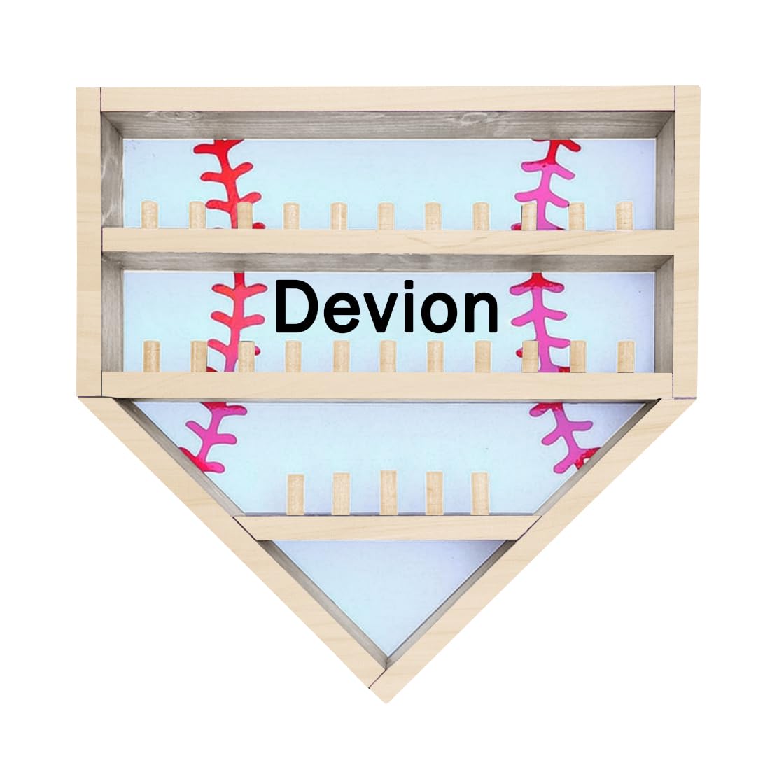 Personalized Wooden Baseball Display Holder - Custom Name Balls, Championship Ring, Wall Mount, Father's Day, Birthday (Black)