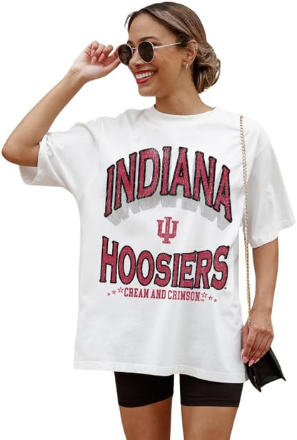 NCAA Women’s Oversized Graphic T-Shirt – Relaxed Fit Short Sleeve, Casual Game Day Top