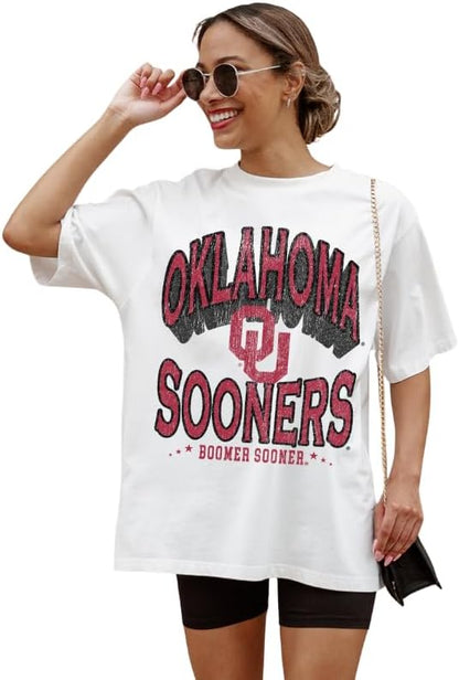 NCAA Women’s Oversized Graphic T-Shirt – Relaxed Fit Short Sleeve, Casual Game Day Top