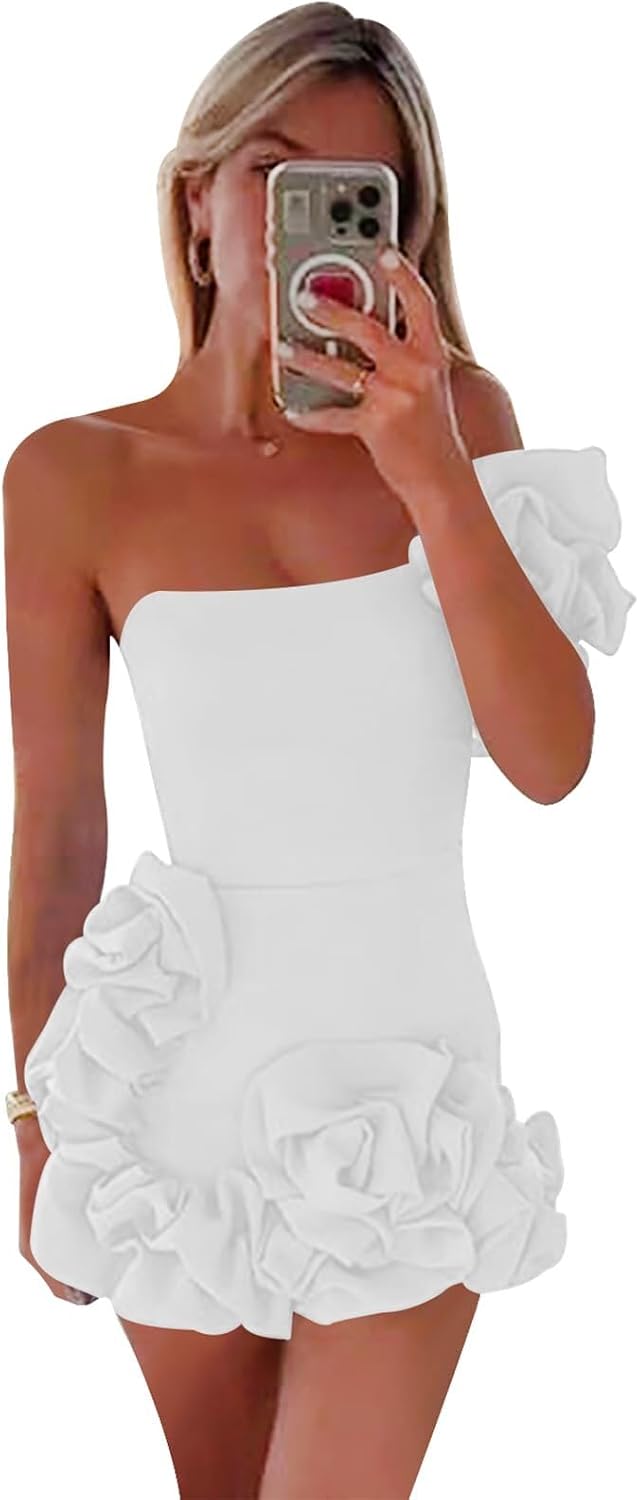 One Shoulder Satin Dress