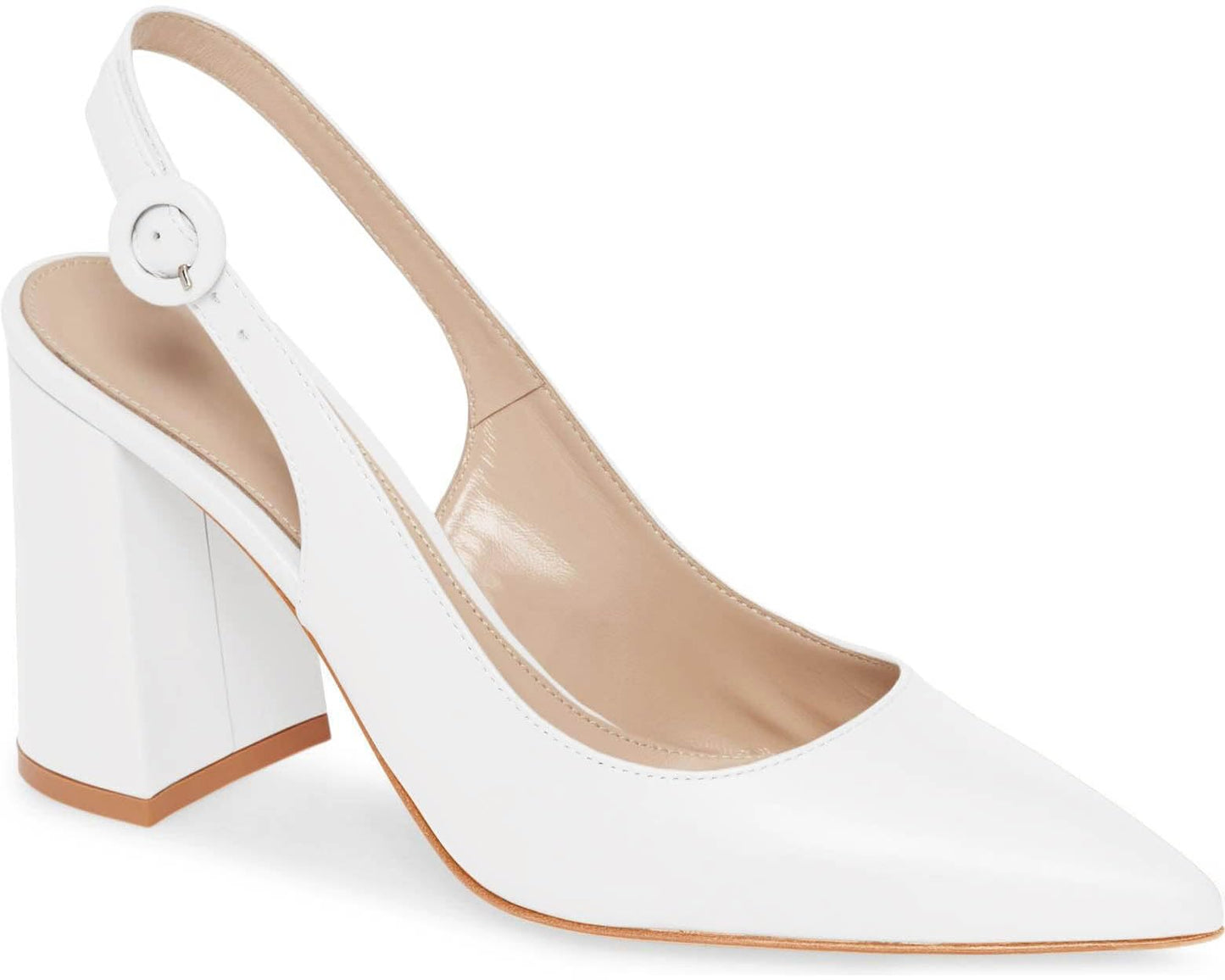 Womens Slingback Block Heels Pointed Closed Toe Work Dress Shoes