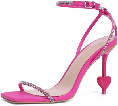 Frankie Hsu Stiletto Rhinestone Straight High Heeled Sandal